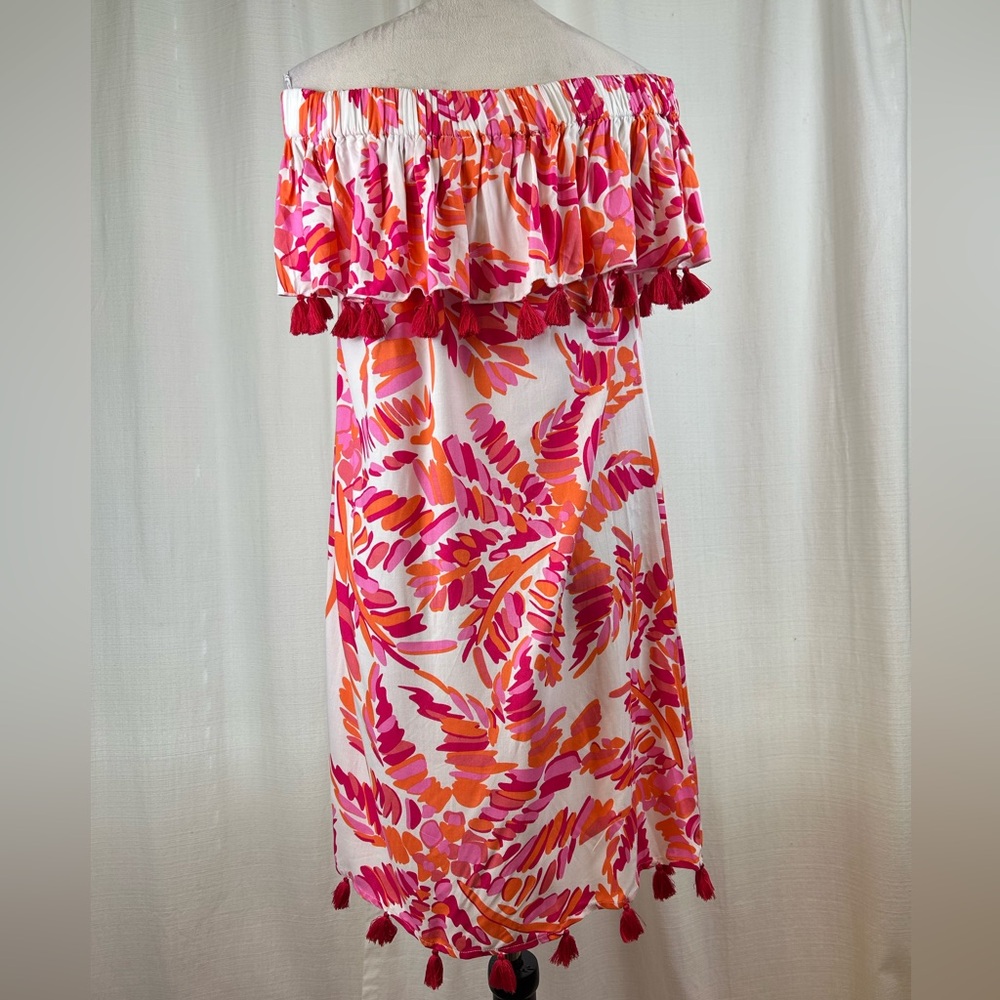 Escapada Tasseled Short Monica Dress with Pink Tassels in Pink Jungle